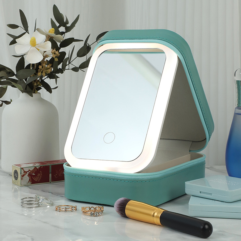 LED Make-up Organizer Box met Spiegel en 3 Lichtinstellingen – Reiskoffer voor Cosmetica | Sansoti