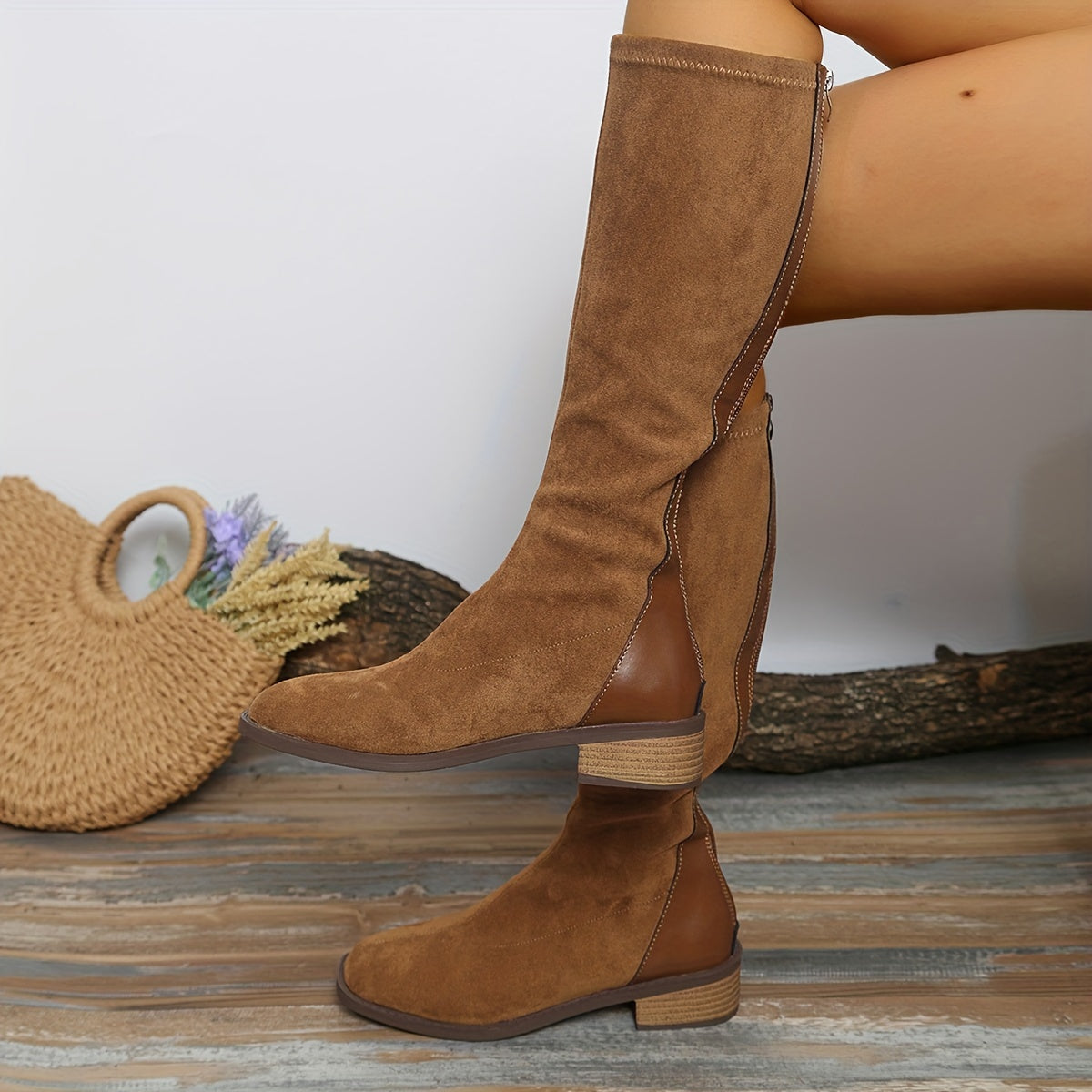 Dames Winterlaarzen Blokhak Kunstleer Western Design Gevoerd Warm Comfortabel Casual Chic Koude Dagen | Sansoti