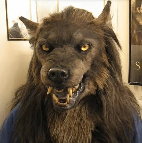 Werwolfmaske aus Silikon mit Kunstfell für Horrorpartys Halloween Karneval Cosplay-Kostüm Verkleidung Grusel | Sansoti