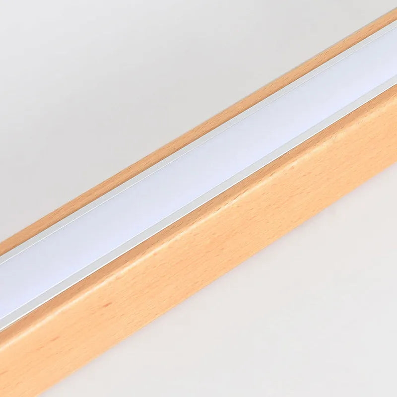 Plafonnier linéaire en bois et acrylique 60 cm 100 cm à LED, trois modes d’éclairage, design moderne scandinave, chambre | Sansoti