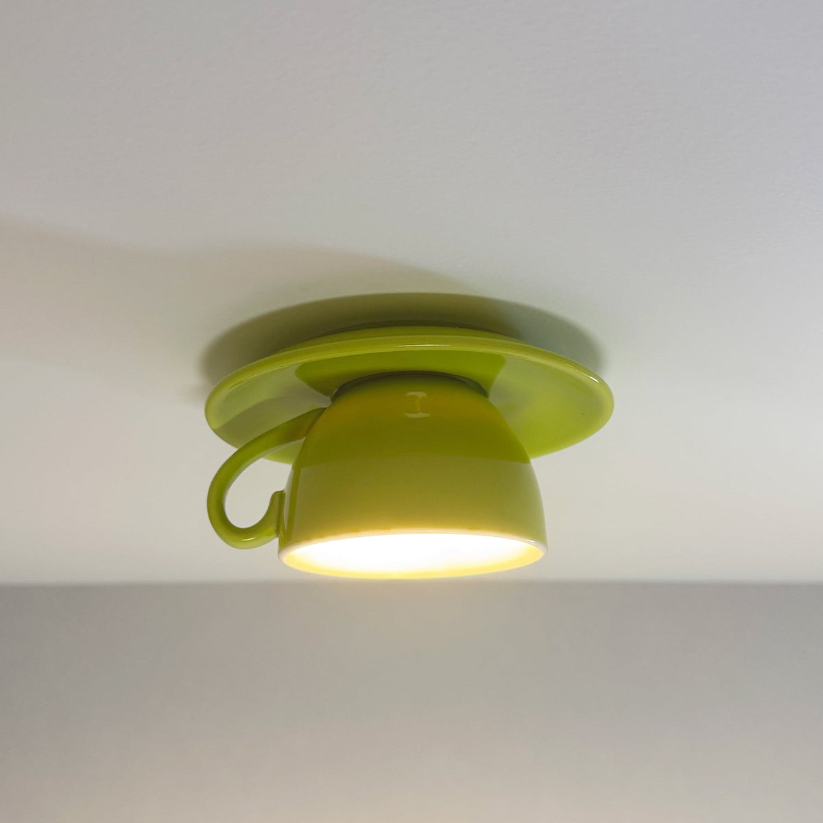 Ceramic Ceiling Light Coffee Mug Design LED Lighting Playful Interior Light Fixture Living Room Bedroom | Sansoti