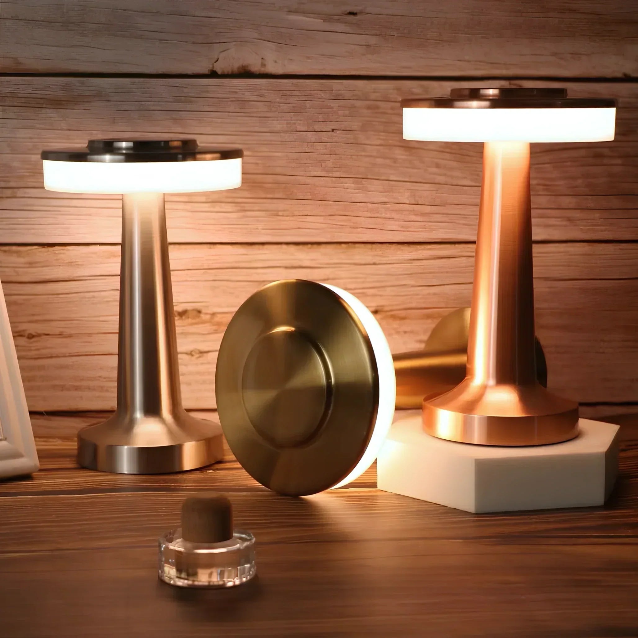 Tafellamp Draadloos Oplaadbaar Dimbaar Metaal LED 3 Lichtkleuren USB-C Goud Zilver Zwart Retro Restaurant Bar Nachtkastje Sfeerlamp Draagbaar | Sansoti