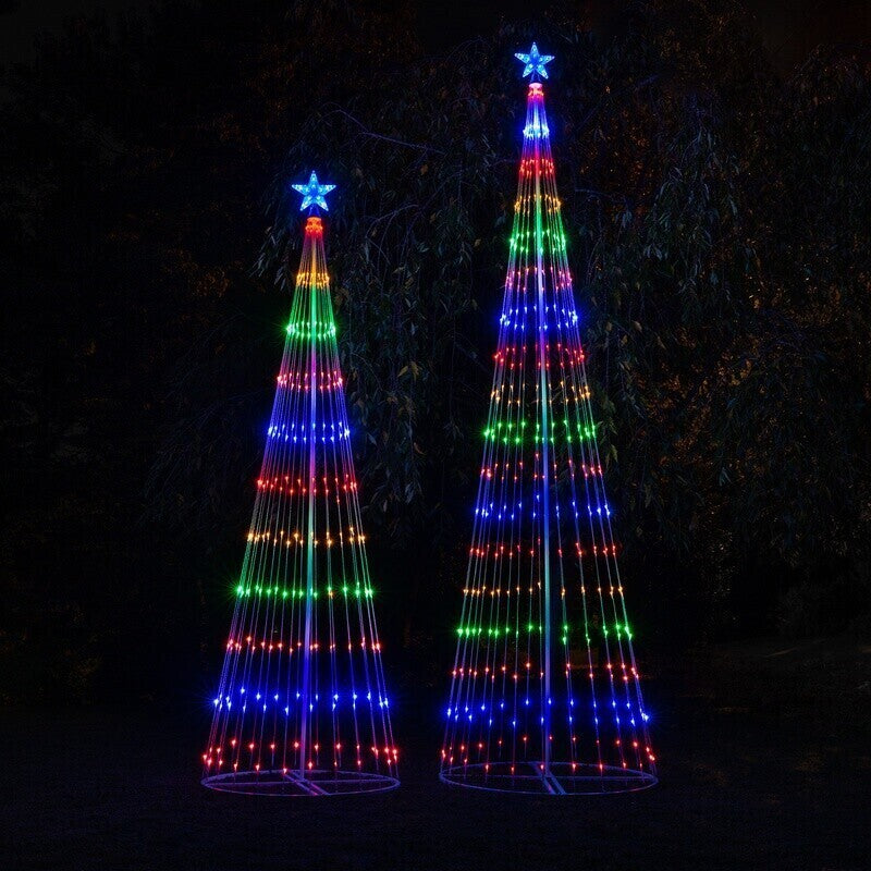 LED Curtain Lights Christmas Tree 150 LEDs Multicolor 2m 12 Light Modes Waterproof IP44 Outdoor Garden Party Lighting | Sansoti