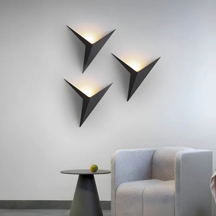 Applique murale Oiseau fer noir éclairage mural chambre salon design minimaliste style origami LED | Restfield