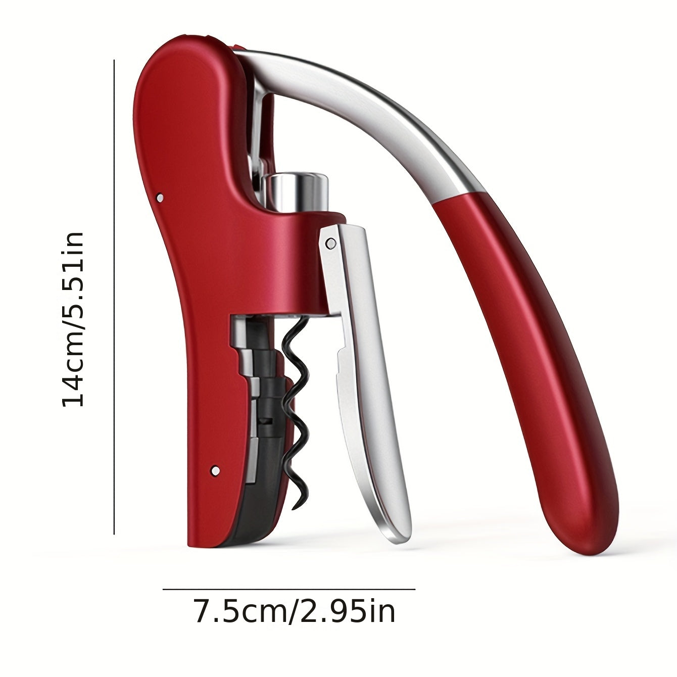 Kurkentrekker Hefboom Metaal Kunststof Rood Wijnflessen Thuis Horeca Flessenopener Ergonomisch | Sansoti