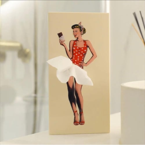 Vintage Tissue-Box met Retro-Patroon – Elegante Zakdoekenhouder voor Badkamer Woonkamer Slaapkamer Kantoor – Decoratief Kunsthars Tissuedispenser | Sansoti
