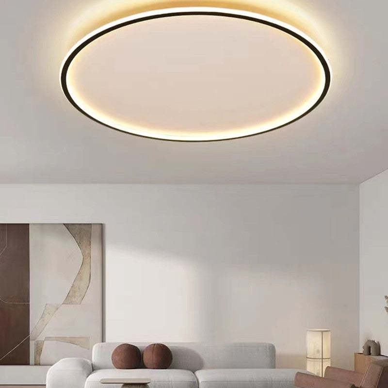 Moderne runde LED-Deckenleuchte aus weißem oder schwarzem Metall und Acryl, dimmbare Deckenbeleuchtung für Schlafzimmer und Wohnzimmer | Sansoti