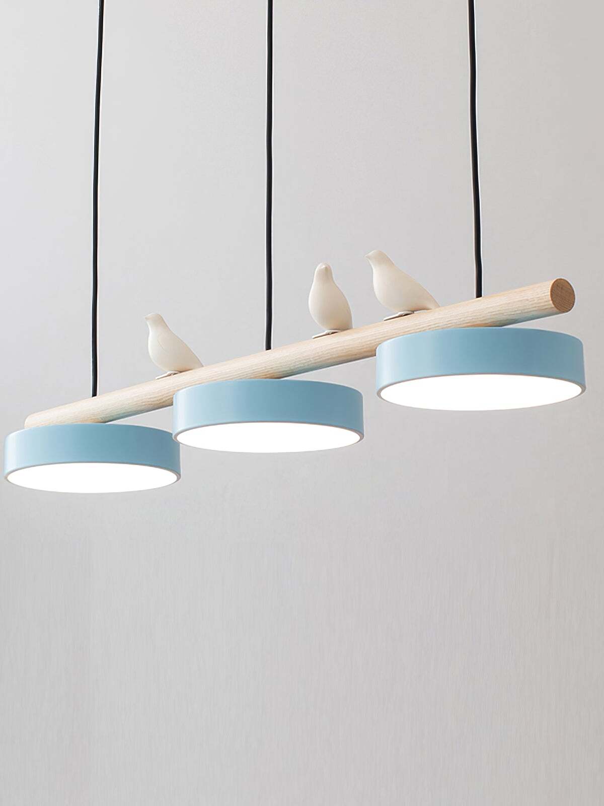 Hanglamp Hout Design Vogelvorm Drie Kappen Scandinavisch Keukeneiland | Sansoti