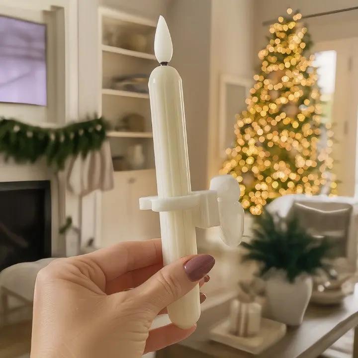 Vensterkaarsen LED Flikkerlicht Kunststof Ivoor 18,2cm Set 6 Stuks Schemersensor Timer Sfeerlicht Kerstdecoratie Raamdecoratie Batterij | Sansoti