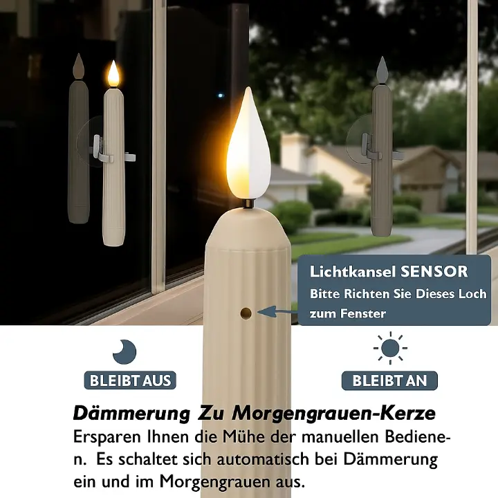 Vensterkaarsen LED Flikkerlicht Kunststof Ivoor 18,2cm Set 6 Stuks Schemersensor Timer Sfeerlicht Kerstdecoratie Raamdecoratie Batterij | Sansoti