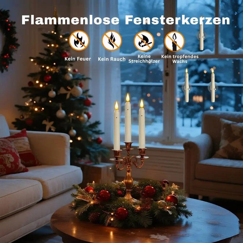 Vensterkaarsen LED Flikkerlicht Kunststof Ivoor 18,2cm Set 6 Stuks Schemersensor Timer Sfeerlicht Kerstdecoratie Raamdecoratie Batterij | Sansoti