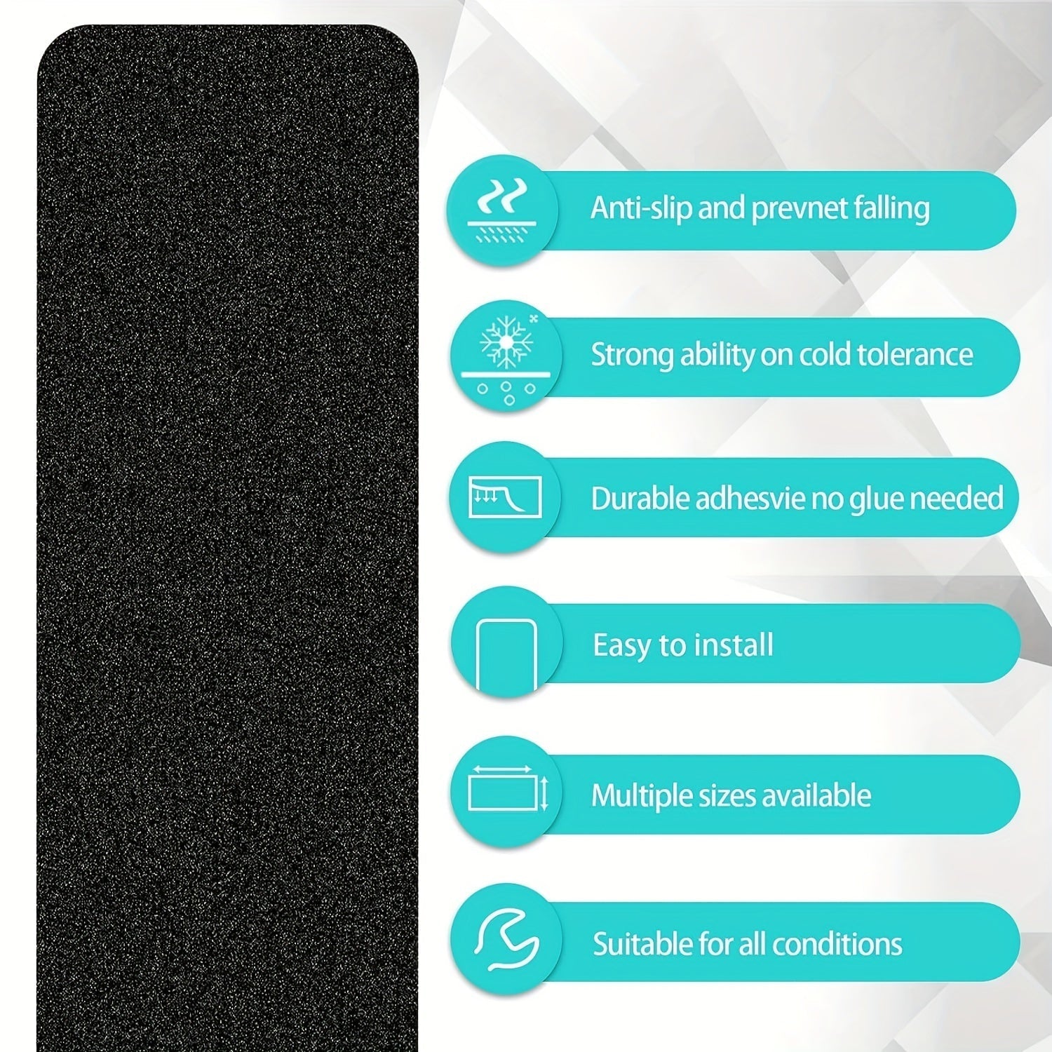 Antislip Trapstrips Set 10 Stuks Zelfklevend 15x61cm Zwart Weerbestendig Trap Oprit Binnen Buiten Veilig | Sansoti