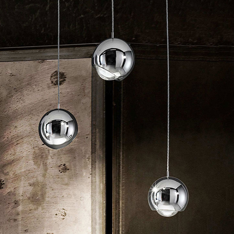 Suspension sphérique Or Argent Métal Acrylique Salle à manger Salon Chambre à coucher Design moderne Plafonnier | Sansoti