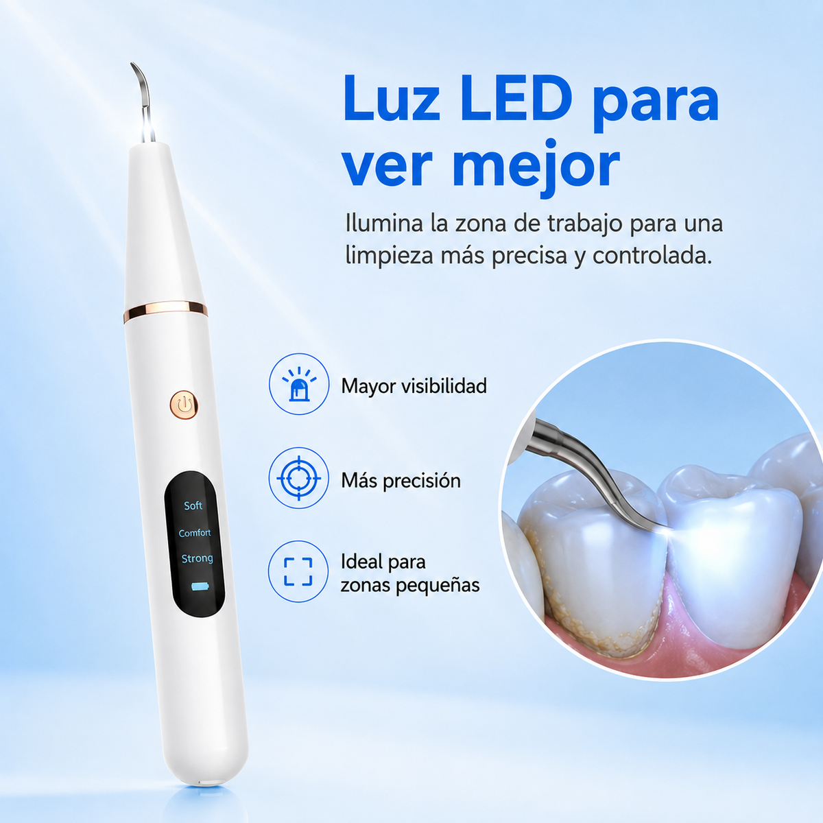 Ultrasonic Tartar Remover with 38kHz LED Light for Professional Dental Care and Clean Teeth at Home | Sansoti