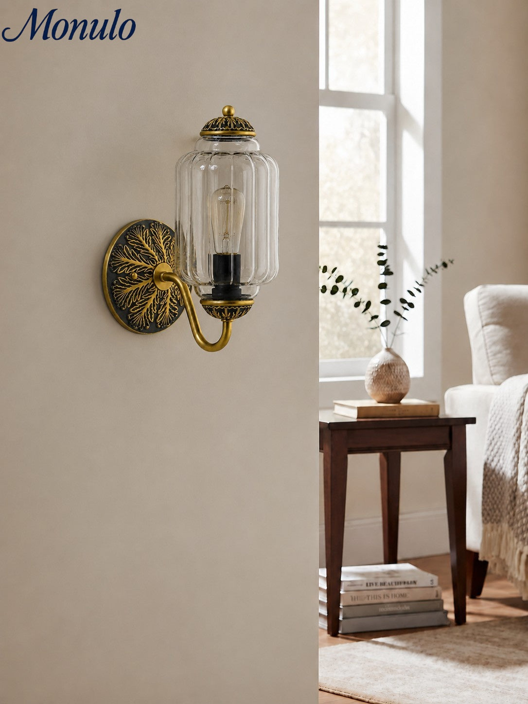 Melkglazen Wandlamp Eloise voor Hal en Slaapkamer | Vintage Wandverlichting met Melkwit Glas | Sansoti