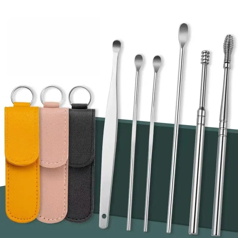 Earwax Removal Set with 6 Stainless Steel Instruments - Reusable Ear Cleaning Tools | Sansoti