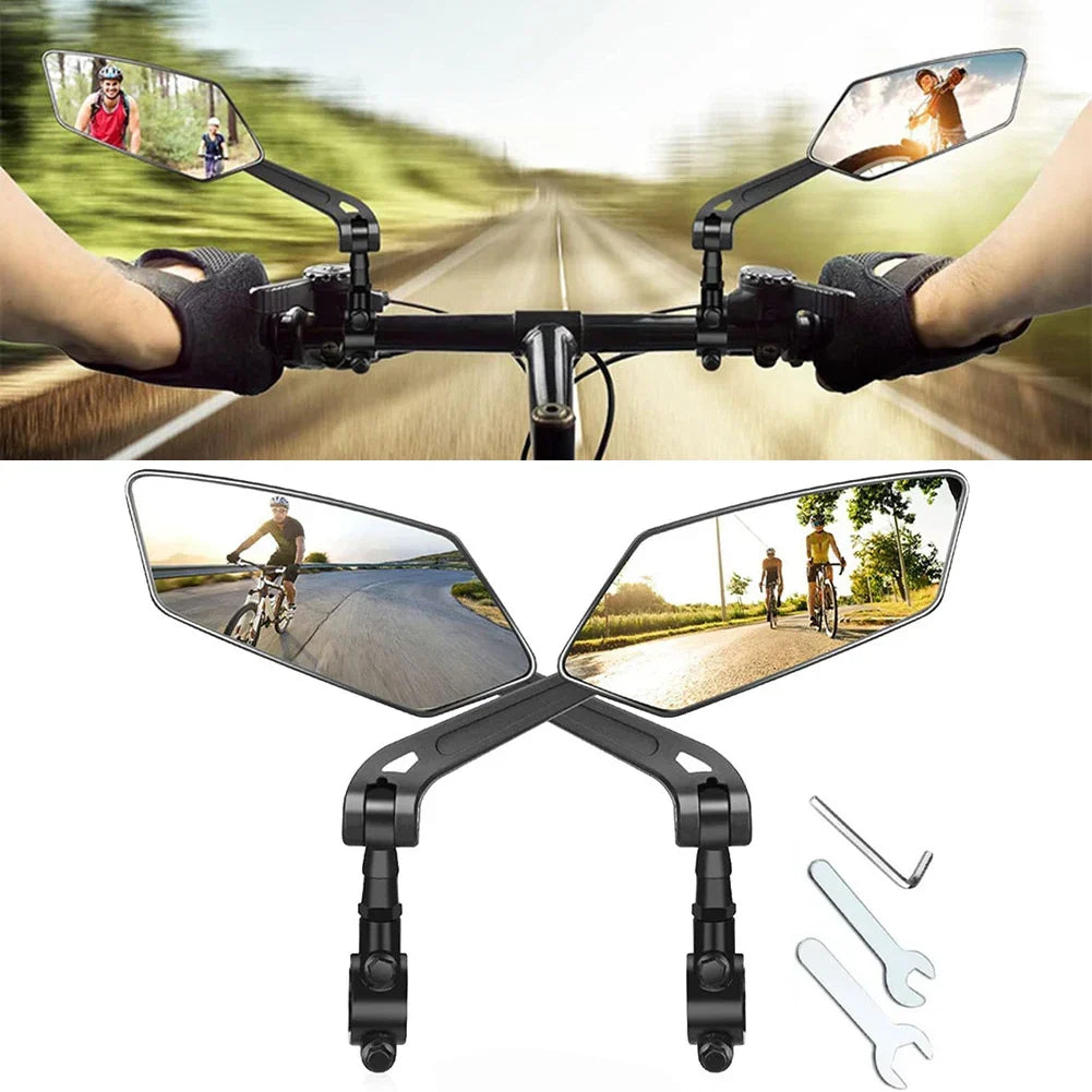 Fahrradspiegel, 2er-Set, HD-Glas, 360° verstellbar, Lenkerbefestigung, 18,5 cm breites Sichtfeld, Fahrrad, Roller | Sansoti