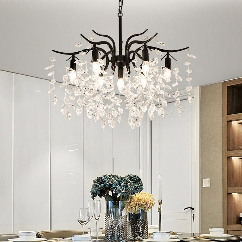Pendelleuchte Kristall Metall Blume LED-Beleuchtung Esszimmer Wohnzimmer Modern Luxuriöses Design Deckenleuchte Hängeleuchte | Sansoti