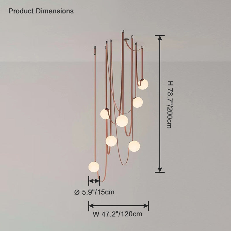Hanglamp Leer Glas Bollen Luxe Verstelbaar Warm Wit Woonkamer Eetkamer | Sansoti