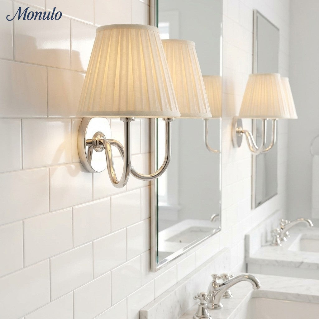 Wandlamp met Geplisseerde Stoffen Kap – Klassieke Verlichting voor Slaapkamer en Woonkamer | Sansoti