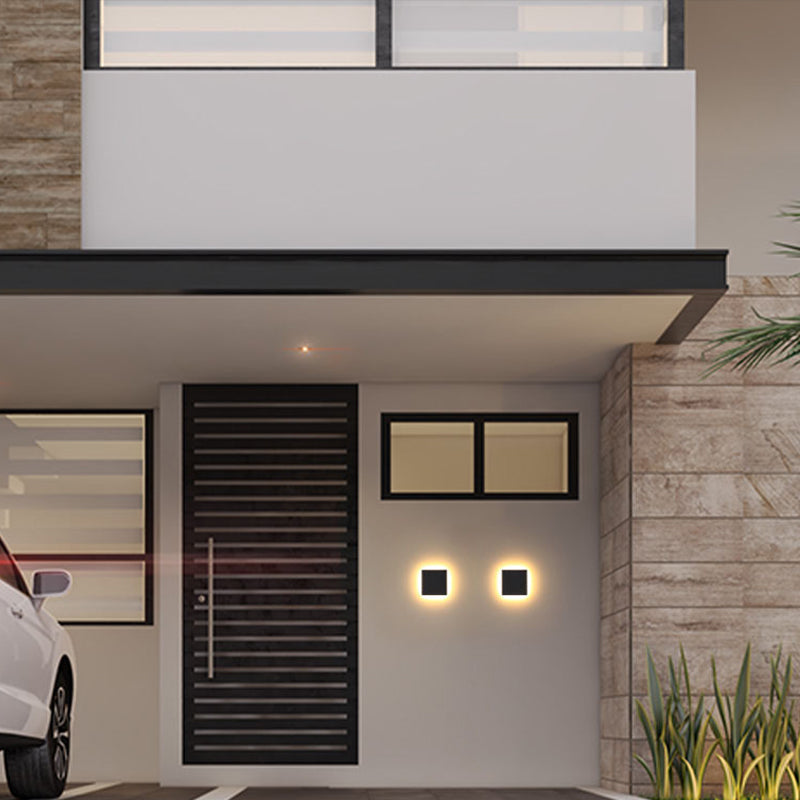 Minimalistische LED-Außenwandleuchte aus Metall, rund oder quadratisch, wasserdicht nach IP65, Gartenbeleuchtung für Flur und Terrasse | Sansoti