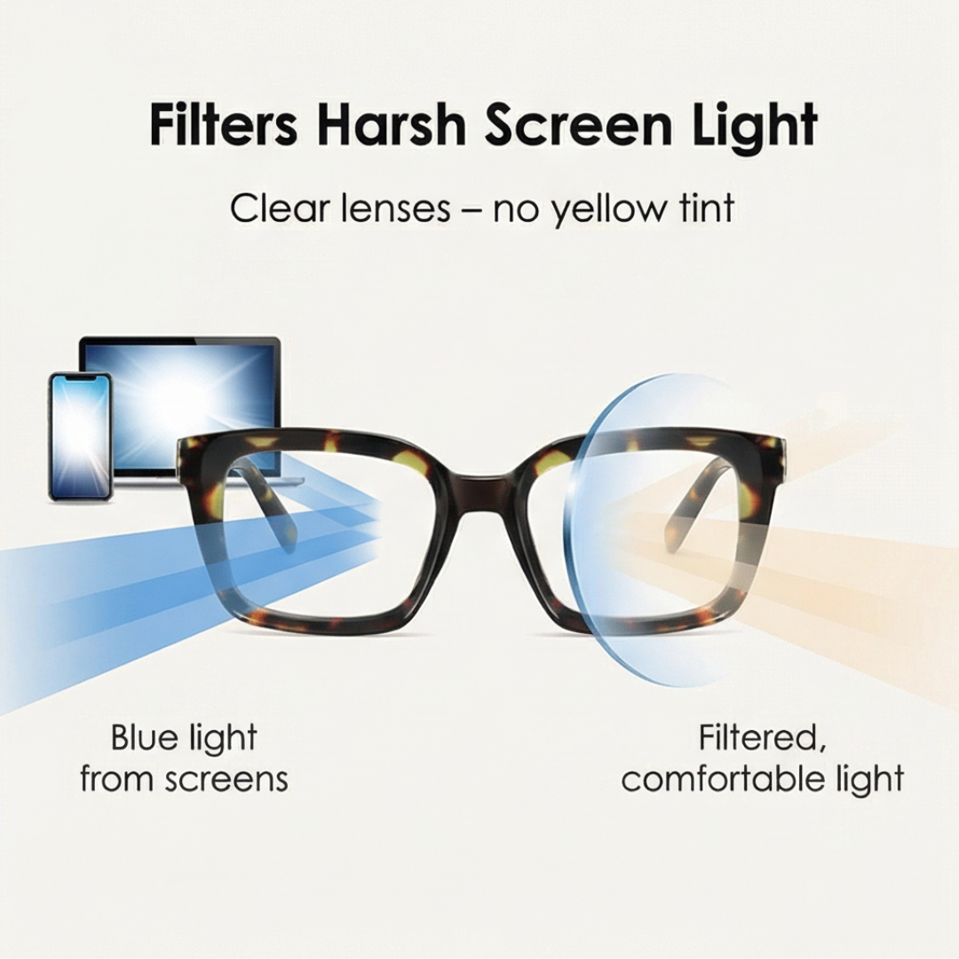 Oversized Leesbril met Schildpaddenmotief – Bluelight Filter & Veermechanisme | Sansoti