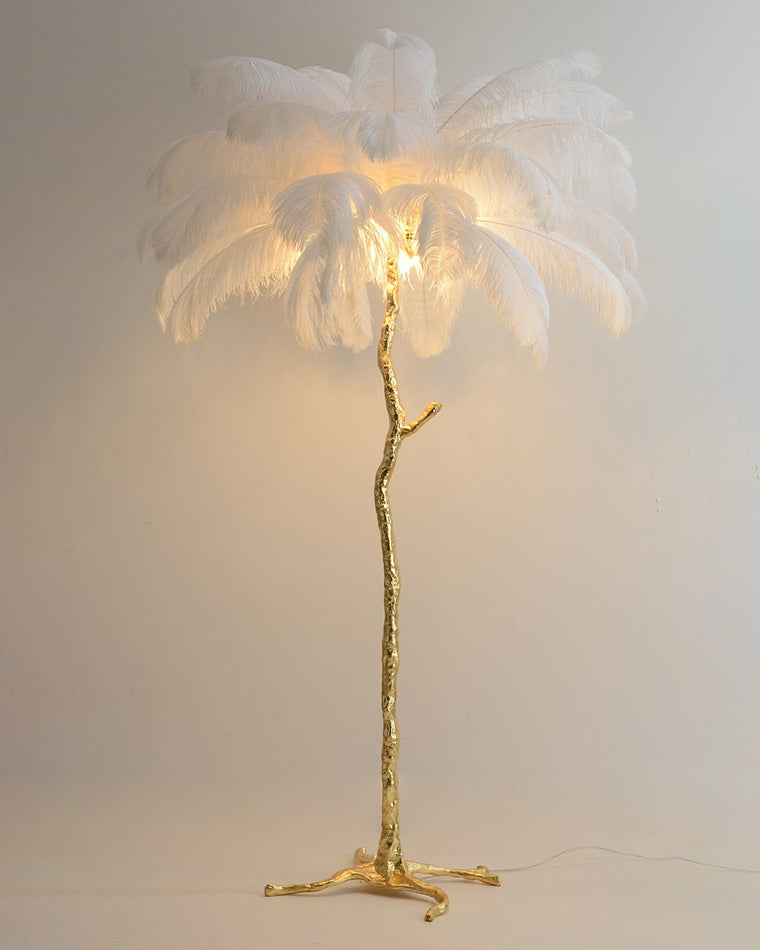 Lampadaire Plumes Palmier Résine Décoratif Blanc Chaud Salon Chambre Lampadaire | Restfield