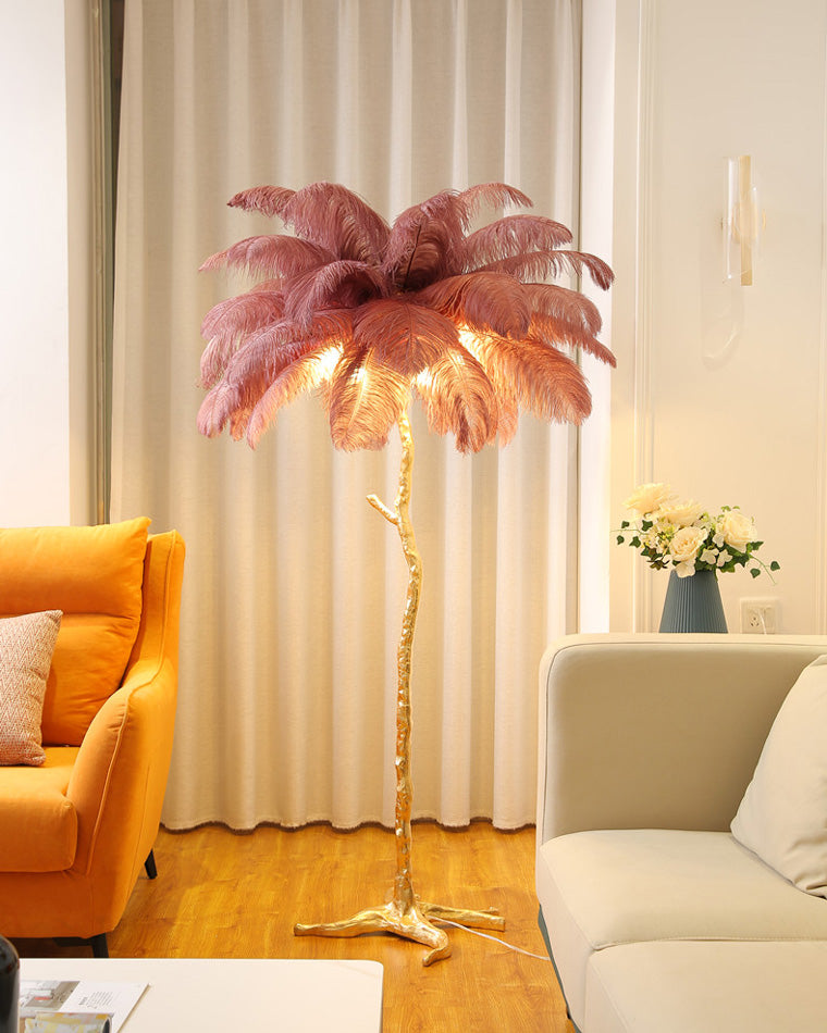 Lampadaire Plumes Palmier Résine Décoratif Blanc Chaud Salon Chambre Lampadaire | Restfield