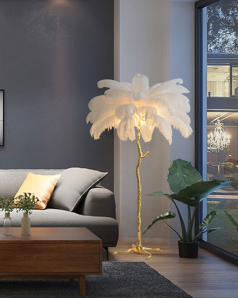 Lampadaire Plumes Palmier Résine Décoratif Blanc Chaud Salon Chambre Lampadaire | Restfield
