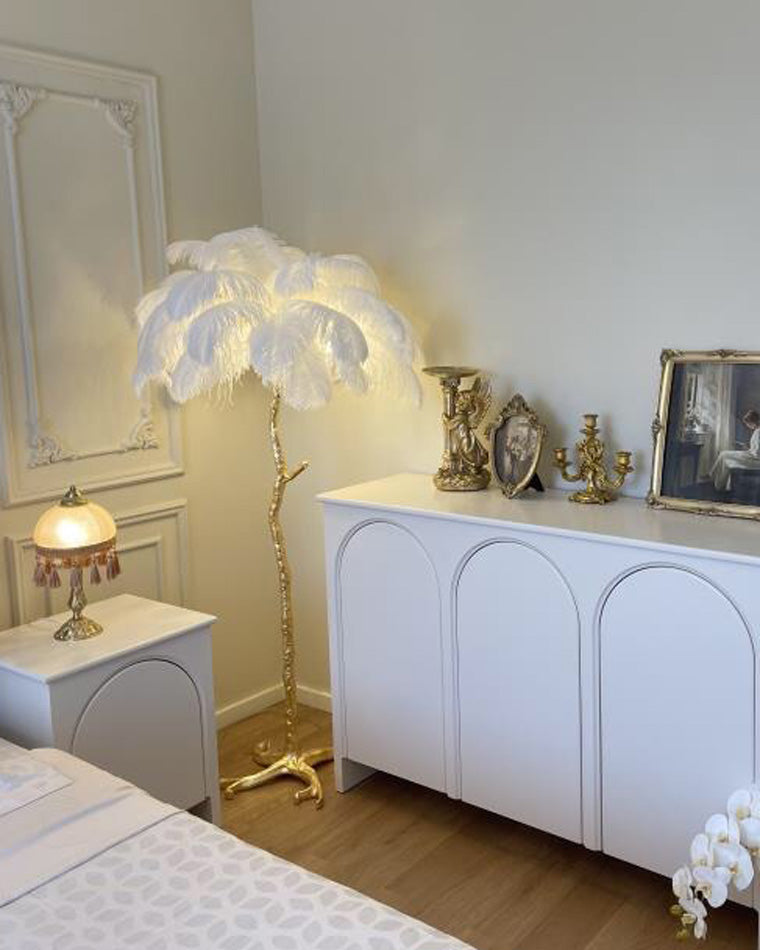 Lampadaire Plumes Palmier Résine Décoratif Blanc Chaud Salon Chambre Lampadaire | Restfield