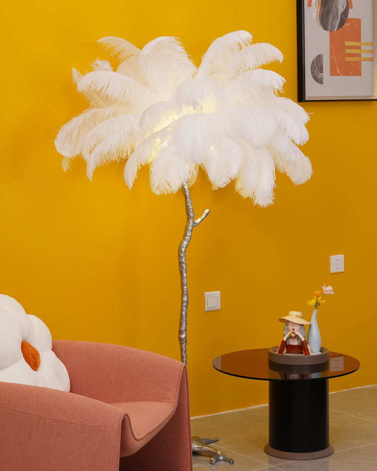 Lampadaire Plumes Palmier Résine Décoratif Blanc Chaud Salon Chambre Lampadaire | Restfield