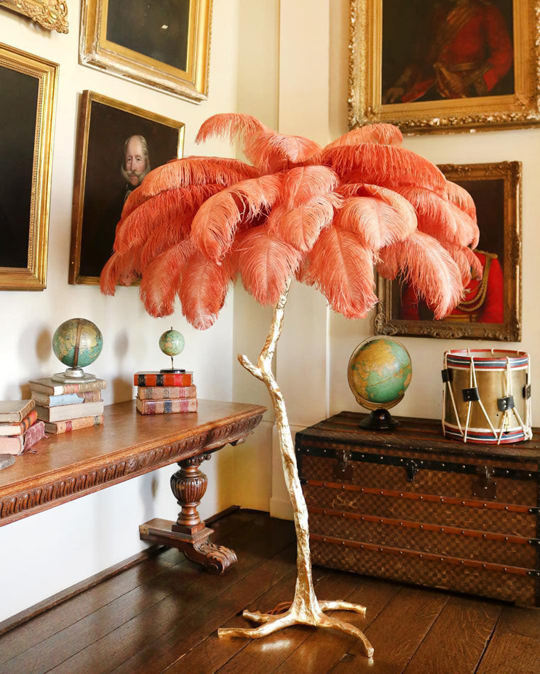 Lampadaire Plumes Palmier Résine Décoratif Blanc Chaud Salon Chambre Lampadaire | Restfield
