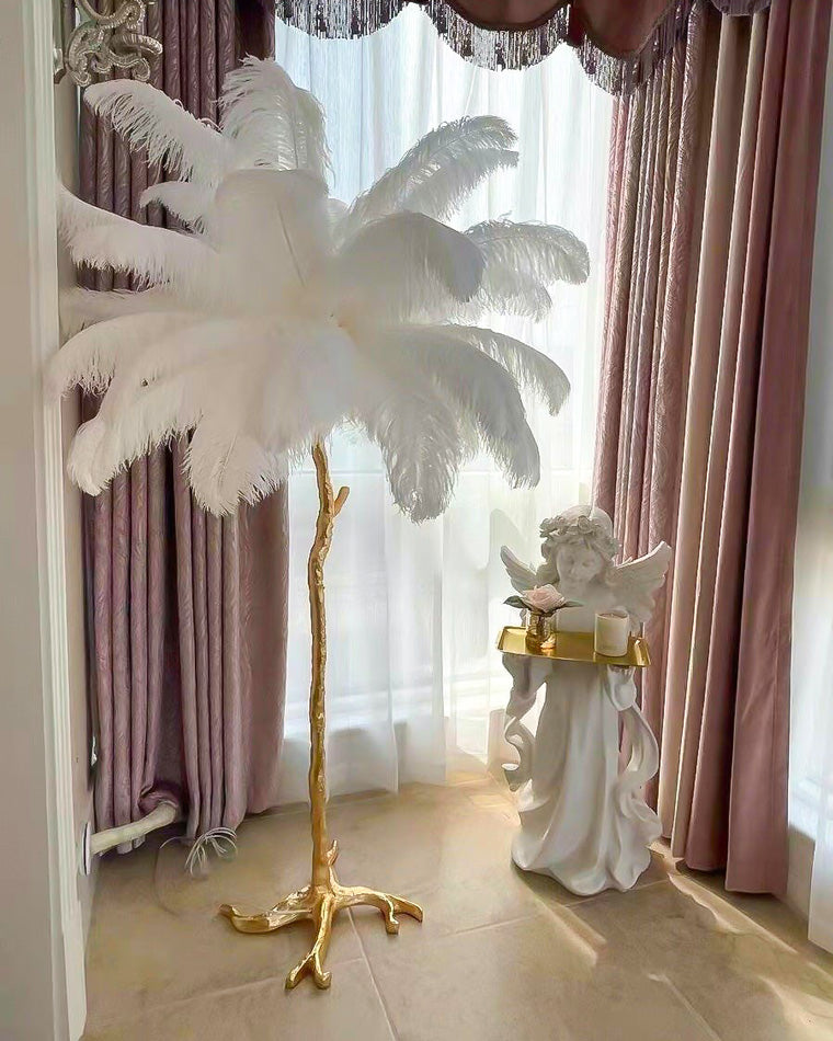 Lampadaire Plumes Palmier Résine Décoratif Blanc Chaud Salon Chambre Lampadaire | Restfield