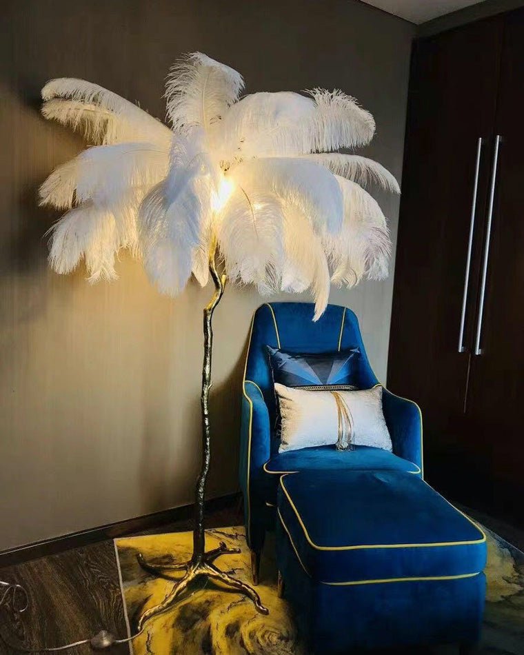 Lampadaire Plumes Palmier Résine Décoratif Blanc Chaud Salon Chambre Lampadaire | Restfield