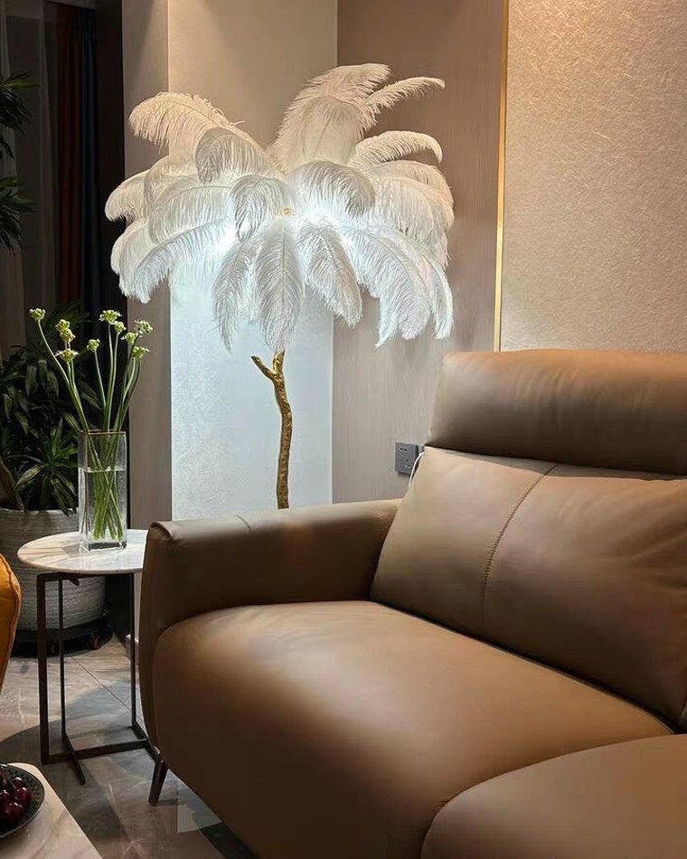 Lampadaire Plumes Palmier Résine Décoratif Blanc Chaud Salon Chambre Lampadaire | Restfield
