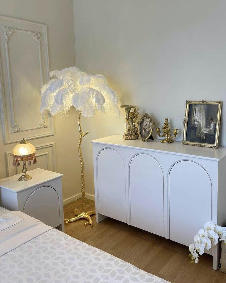 Lampadaire Plumes Palmier Résine Décoratif Blanc Chaud Salon Chambre Lampadaire | Restfield