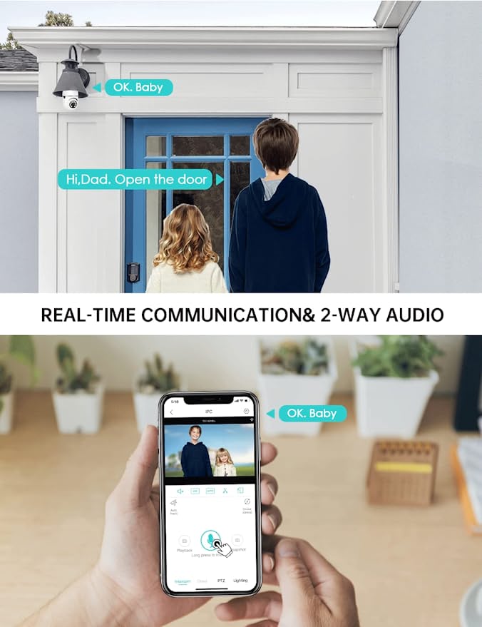 Caméra de sécurité intelligente en forme d’ampoule avec rotation à 360°, vision nocturne et surveillance HD pour la maison, le bureau et la chambre de bébé | Sansoti
