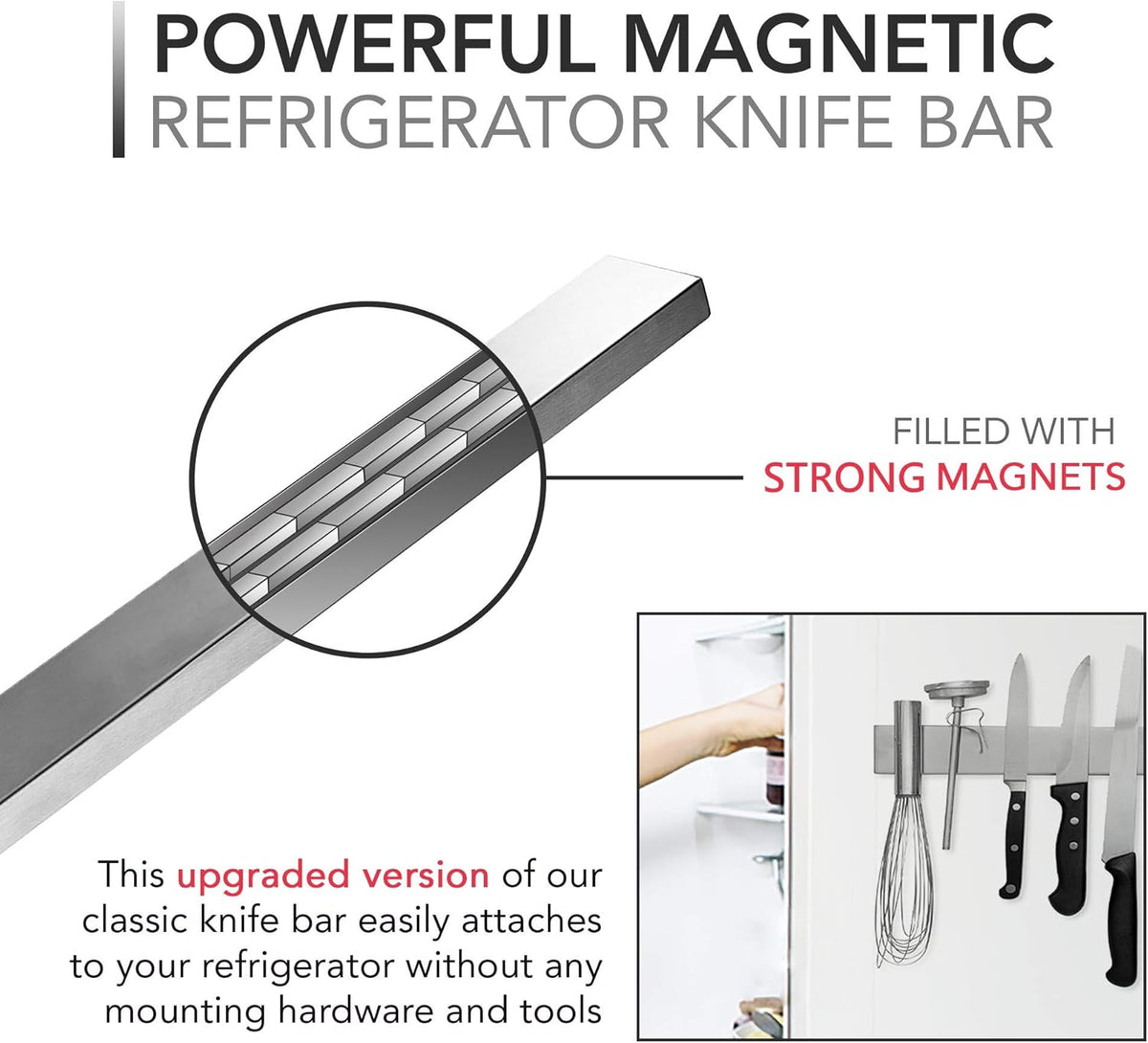 Magnetischer Messerhalter 36 cm aus Edelstahl, Küchenorganisation, Werkzeugleiste zur Wandmontage oder für den Kühlschrank, Messerleiste | Sansoti