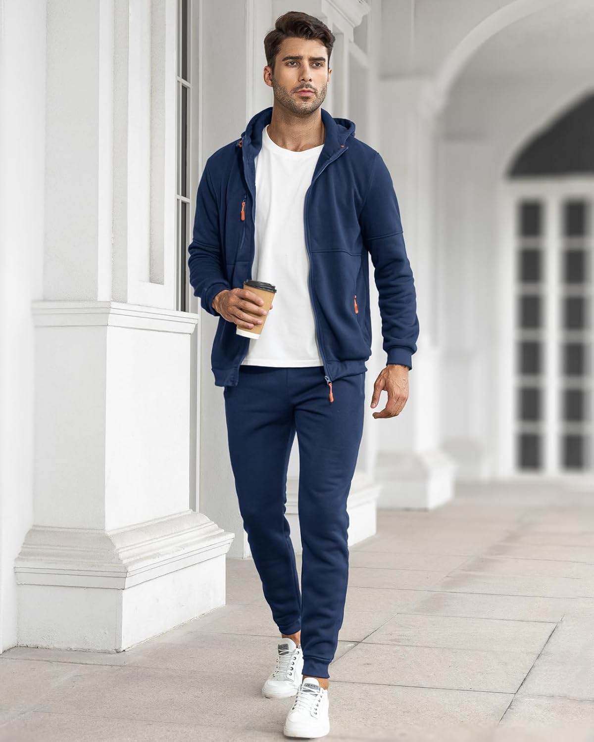 Heren Trainingspak Set met Pullover en Broek Elastisch Ademend Sportkleding Loungewear Zwart Grijs Comfort | Sansoti