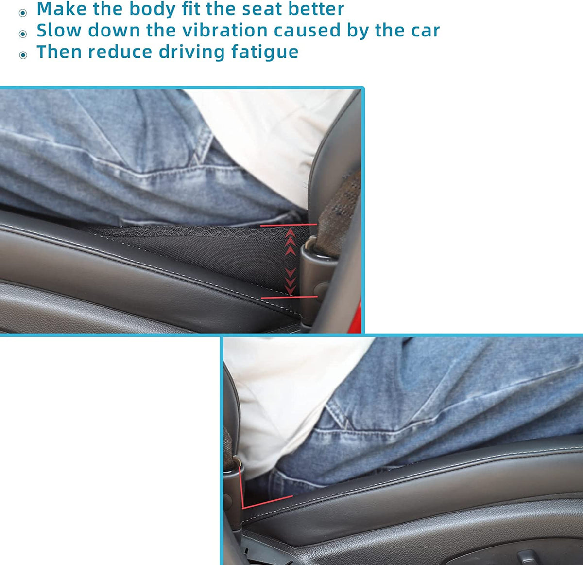 Ergonomisches erhöhtes Autositzkissen aus Memory-Schaum für kleinere Fahrer, Komfort, Schwarz Beige Braun Rot, Auto | Sansoti
