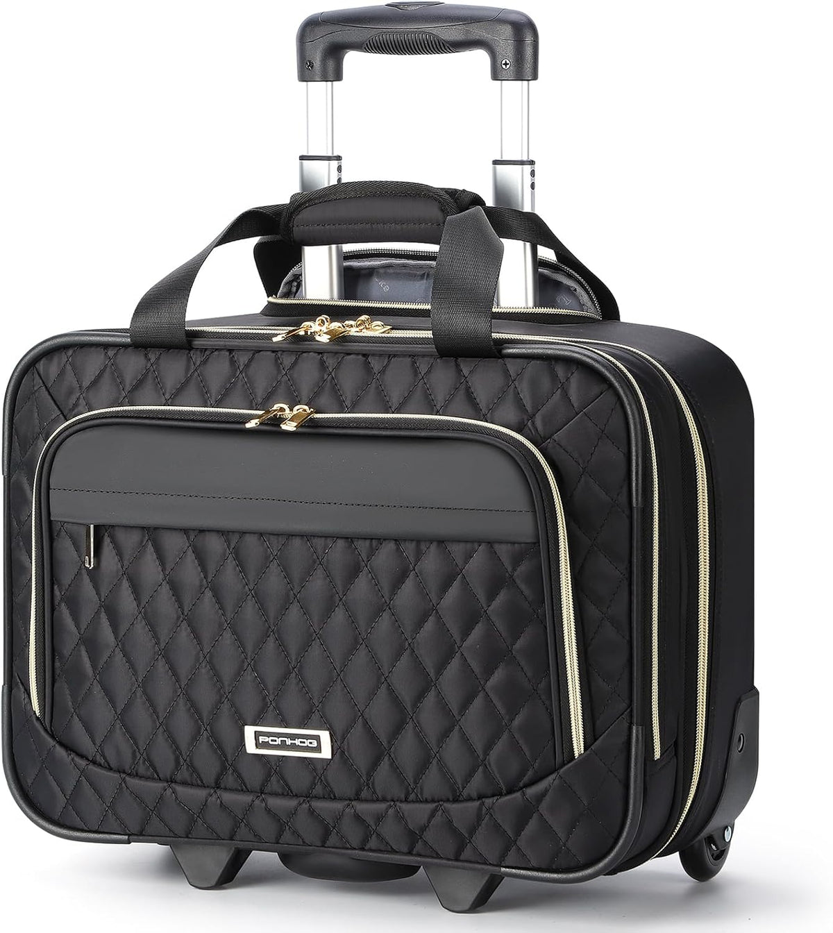 Trolley Laptoptas 15.6 inch Zwart met Wielen en Telescoophandgreep voor Zakelijk Gebruik en Reizen Professioneel | Sansoti