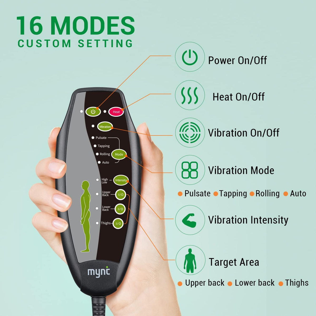 Massage cushion with heat function for chair and car | Neck relaxation back massage seating comfort at home or on the go | Sansoti