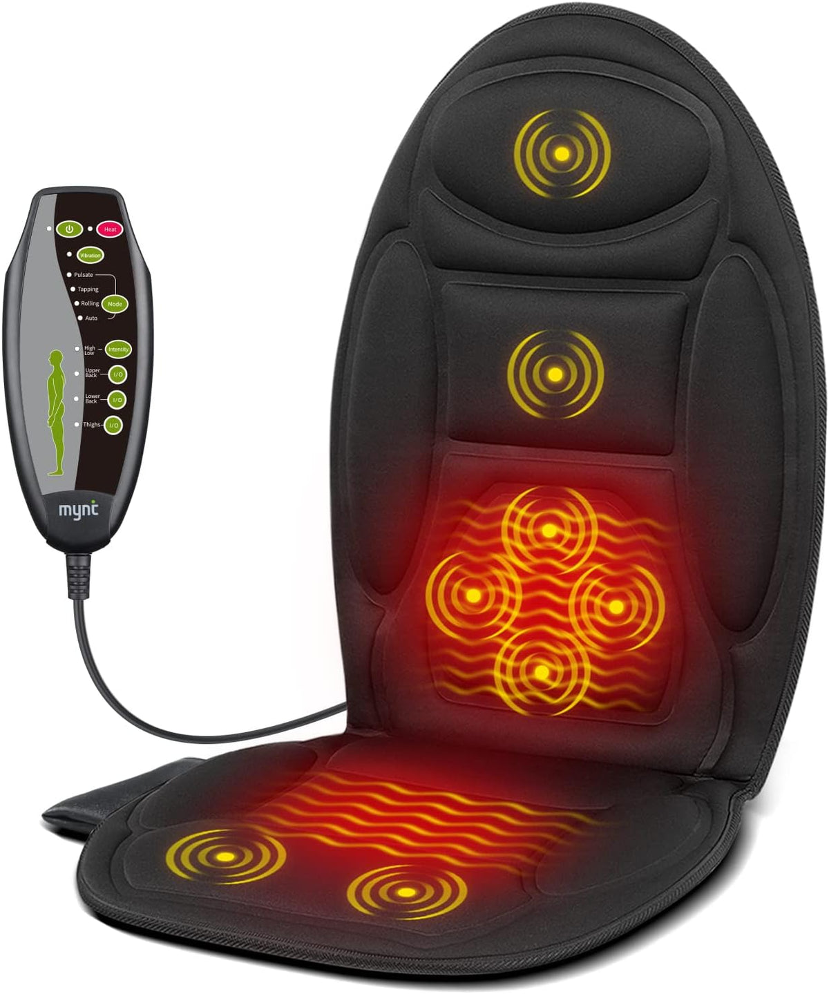 Massage cushion with heat function for chair and car | Neck relaxation back massage seating comfort at home or on the go | Sansoti