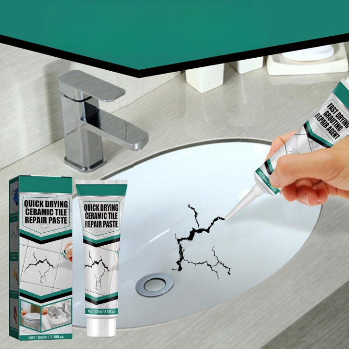 Tegelreparatiepasta 100ml Keramiek Porselein Marmer Badkamer Keuken Scheuren Chips Waterdicht Sneldrogend Vloerreparatie Wandtegel Herstellen | Sansoti