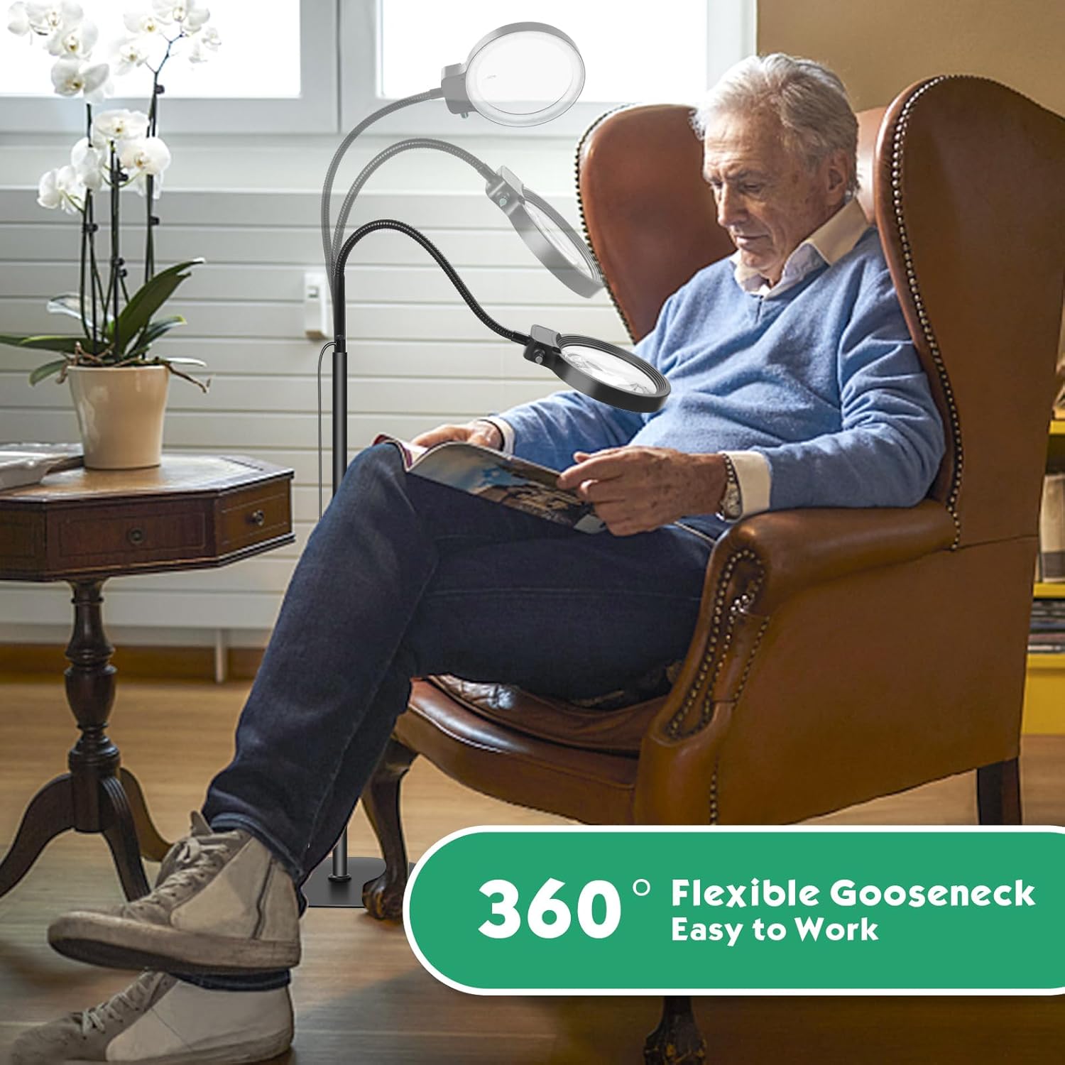 Verstelbare LED Bureaulamp met Vergrotend Glas 10X 30X Loep voor Lezen Knutselen Hobby Precisiewerk Handwerk | Sansoti
