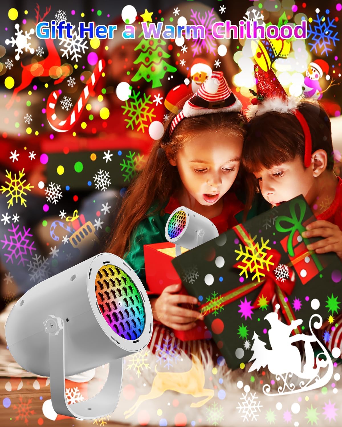 USB LED projector with Rotating Patterns for Party Lighting Halloween Christmas Snowflake Ambient Lighting | Sansoti