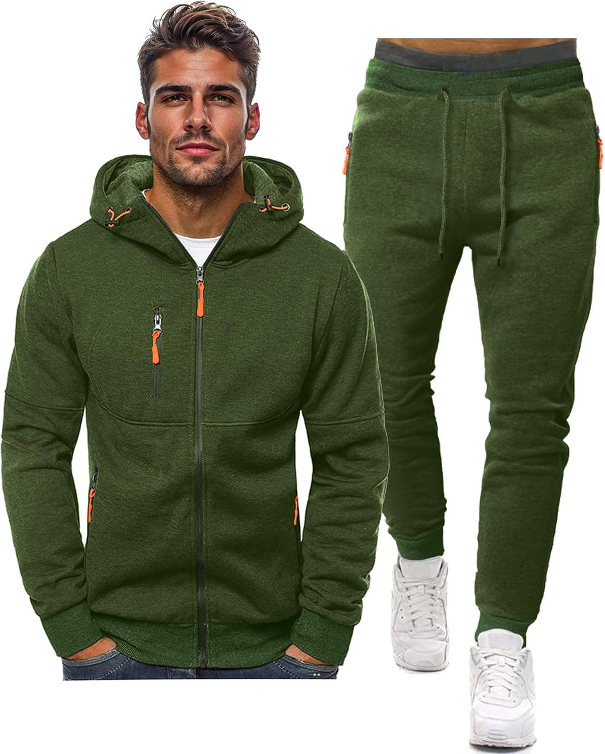 Heren Trainingspak Set met Pullover en Broek Elastisch Ademend Sportkleding Loungewear Zwart Grijs Comfort | Sansoti