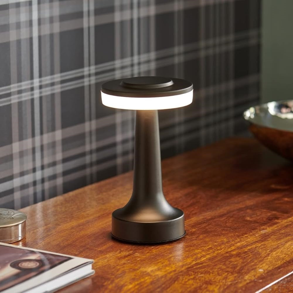 Tafellamp Draadloos Oplaadbaar Dimbaar Metaal LED 3 Lichtkleuren USB-C Goud Zilver Zwart Retro Restaurant Bar Nachtkastje Sfeerlamp Draagbaar | Sansoti