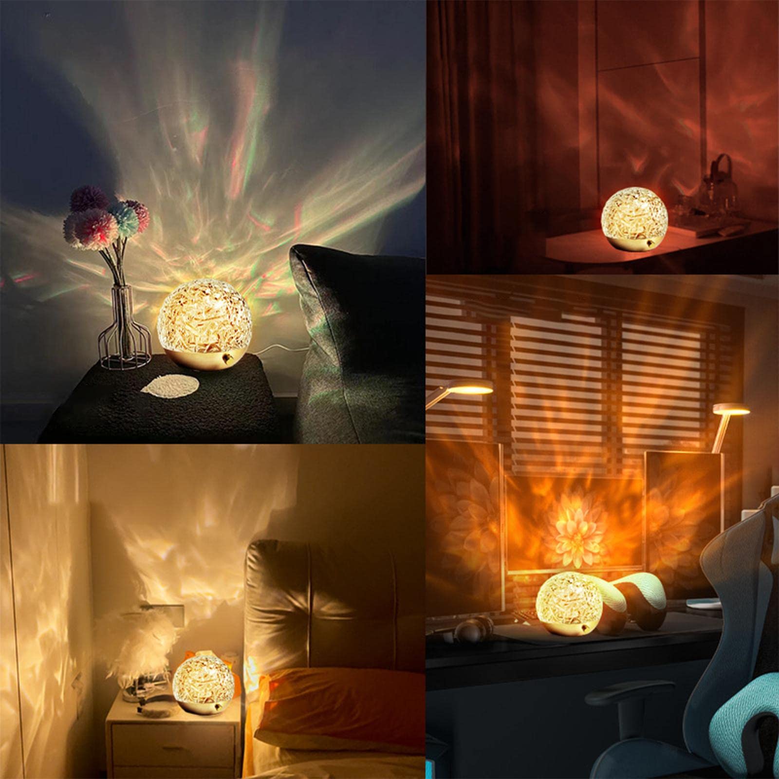 Lampe projecteur Projection d'ondes 360° Pivotante Dimmable USB Chambre Éclairage d'ambiance Boule de cristal Mur Plafond | Restfield