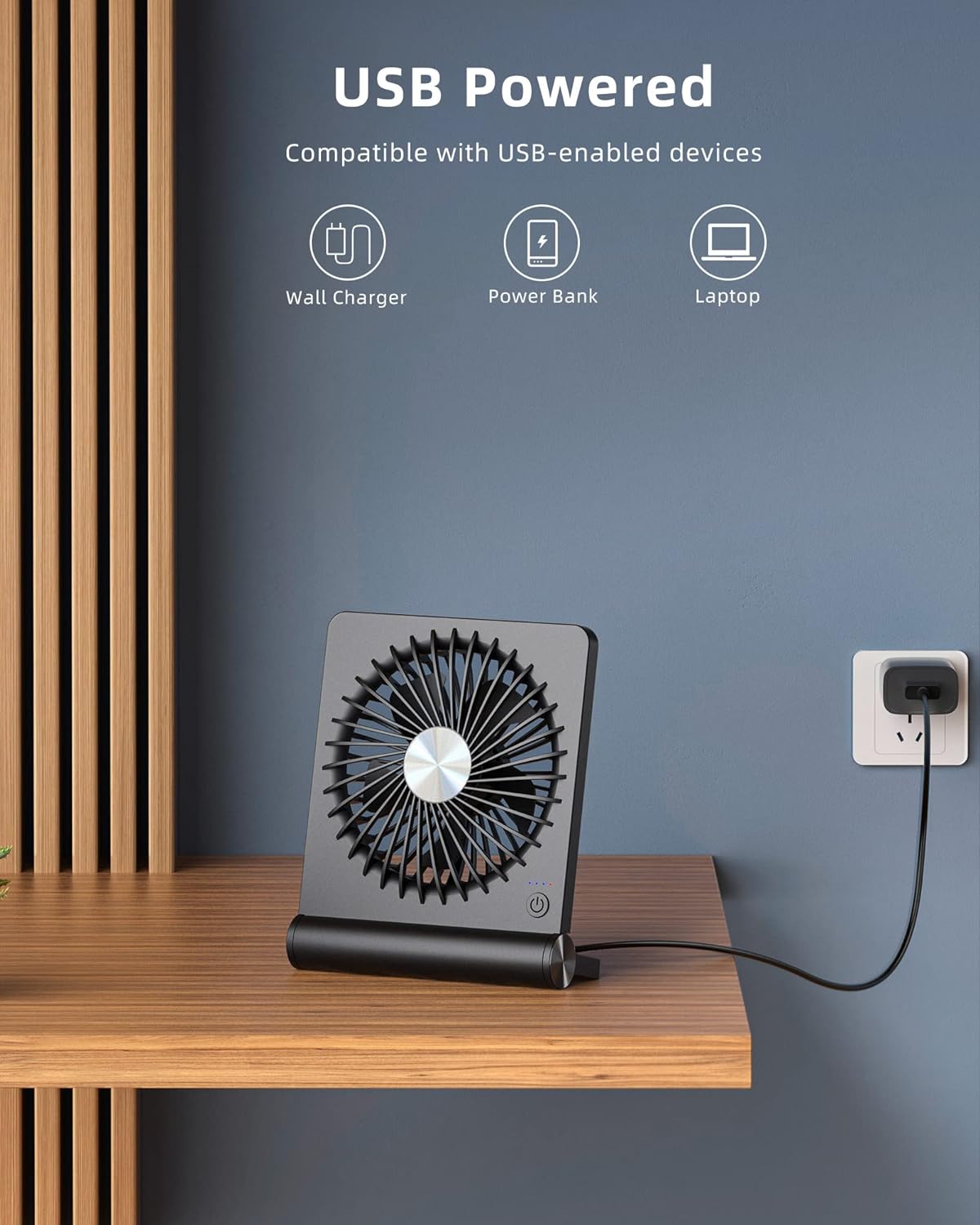 Ventilateur de Table USB 3 Vitesses Silencieux Bureau Chambre Compact Noir Mini Ventilateur Bureau Été | Restfield